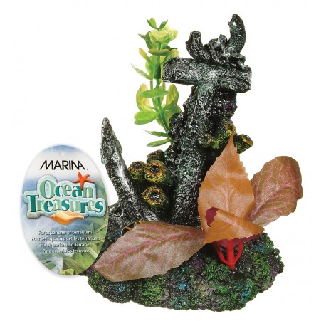 DECORACAO  MARINA  ANCORA em RESINA c/Plantas