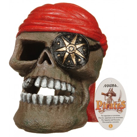 DECORACAO em RESINA Cranio Pirata 9,5x13,5x13,5cm