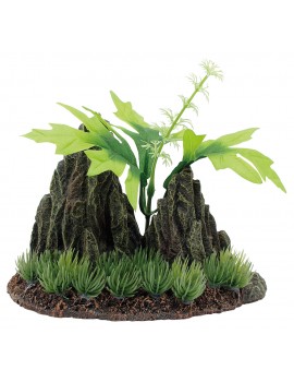 DECOR. ROCHA 2 PICOS C/PLANTAS M