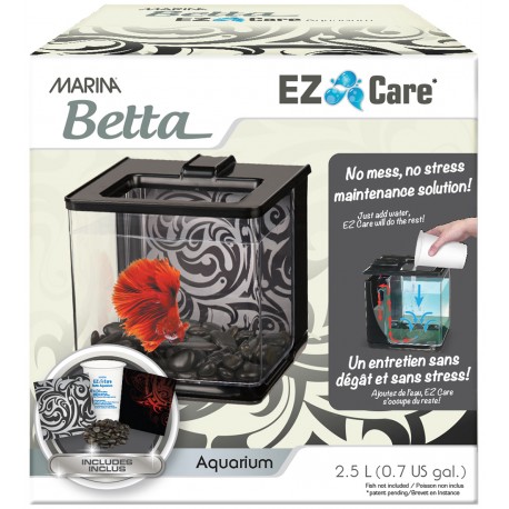AQUARIO KIT P/BETTAS 2.5 Lt. "EZ CARE" PRETO