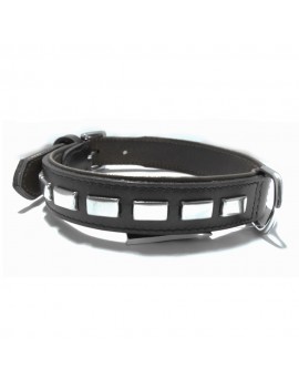 COLEIRA COURO MINHO PRETA 25/55