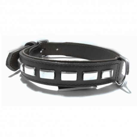 COLEIRA COURO MINHO PRETA 20/50