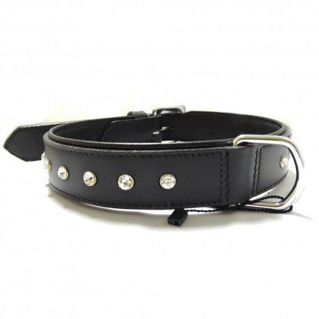 COLEIRA COURO C/BRIL. PRETA 30/63