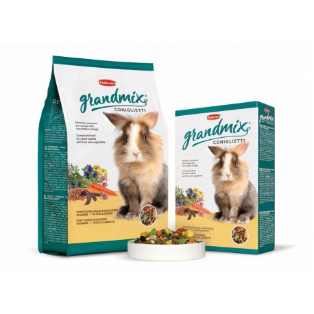GRANDMIX CONIGLIETTI | RAÇÃO COMPOSTA P/COELHOS ANÕES ADULTOS - 850GR