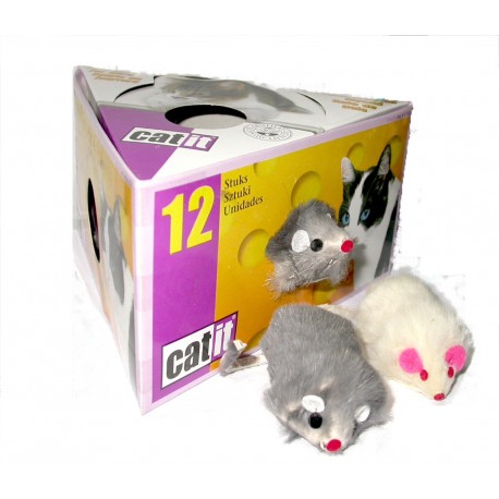 BRINQ. CAIXA RATOS MD. C/PELO 12 UNID.