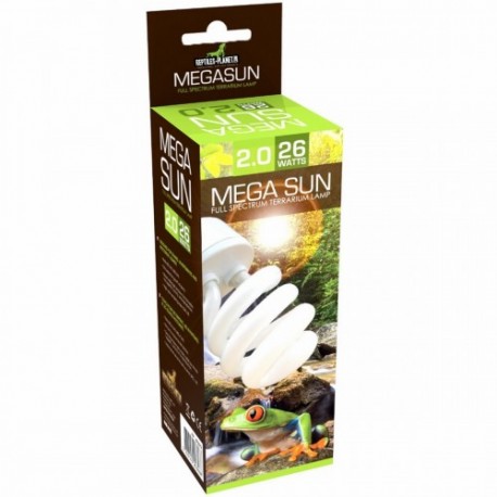 MEGA SUN 2.0 - 26W REPTILES PLANET | LÂMPADA DE CASQUILHO - BAIXA RADIAÇÃO UVB