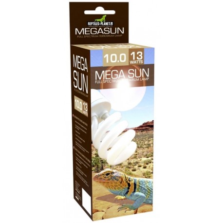 MEGA SUN 10.0 - 13W REPTILES PLANET | LÂMPADA DE CASQUILHO - BAIXA RADIAÇÃO UVB