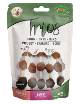 TRIOS BUBIMEX | ROLINHOS MASTIGÁVEIS COM FRANGO, PATO E CARNE DE VACA - 5UN / 100G