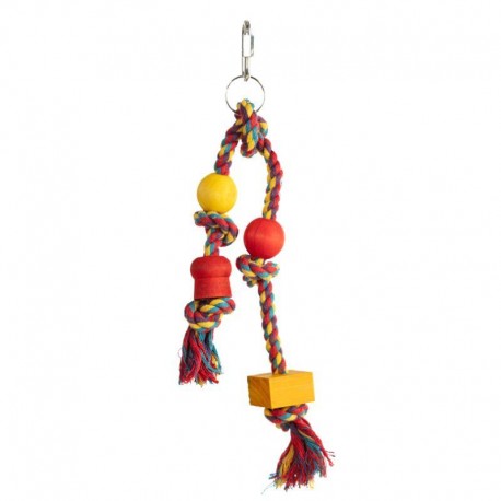 BRINQUEDO BUBIMEX | MADEIRA & 2 CORDAS PARA PÁSSAROS - 22CM