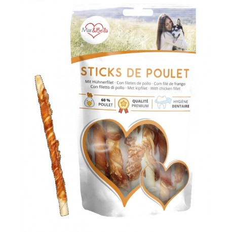 ROLINHO DE COURO MAX&BELLA | COM FRANGO - 12CM / 100G