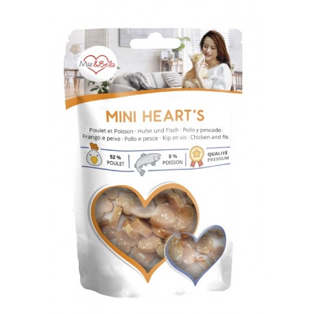 CORAÇÕES MINI MAX&BELLA | DE FRANGO E SALMÃO - 50G