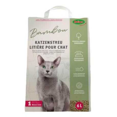 AREIA DE BAMBU BUBIMEX | PARA GATOS - 6L (COMPRA CAIXA 6UN)