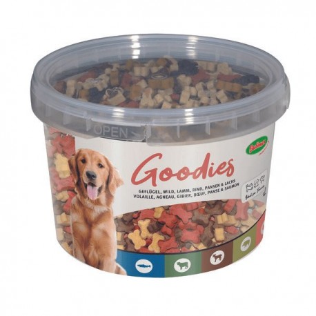 GOODIES BUBIMEX | SNACK SEMI-HÚMIDO COM AVES DE CAÇA, CORDEIRO, CARNE DE VACA, TRIPAS E SALMÃO - 1800GR