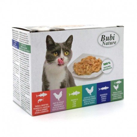 BUBI NATURE BY BUBIMEX | MULTIPACK 6 SABORES PARA GATO - 6 x 70GR