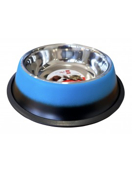 COMEDOURO INOX BASE ANTIDERRAPANTE | AZUL - 0,90L