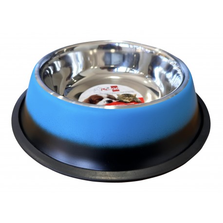 COMEDOURO INOX BASE ANTIDERRAPANTE | AZUL - 0,90L