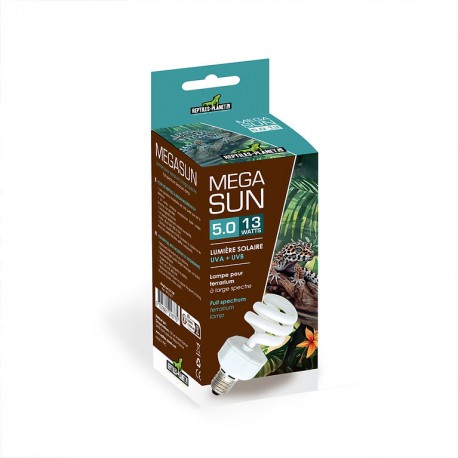 MEGASUN 5.0 13W REPTILES PLANET | LÂMPADA RADIAÇÃO MODERADA UVB