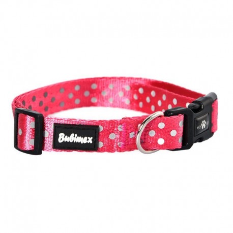 COLEIRA AJUSTÁVEL E REFLECTORA BUBIMEX | ROSA - 40MM x 55/70CM