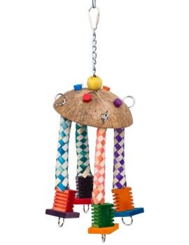 BRINQUEDO PARA PÁSSAROS BUBIMEX | COCO E CORDAS - 29x11CM