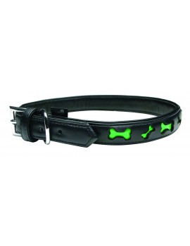 COLEIRA BONE, XL, PRT/VERD, 61CM x 25MM