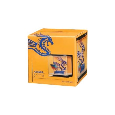 MARINA BETTA KIT BOY | AQUÁRIO MOLDURA PRETA - 2 LITROS / 14 x 14.5 x 14CM