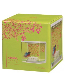 MARINA BETTA KIT GIRL | AQUÁRIO MOLDURA BRANCA - 2 LITROS / 14 x 14.5 x 14CM