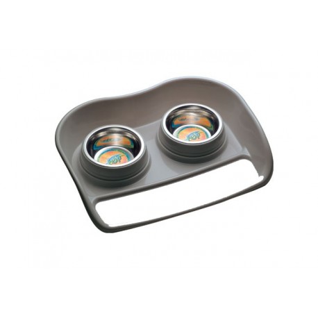 COMEDOURO DUPLO INOX C/BASE, 0.40L