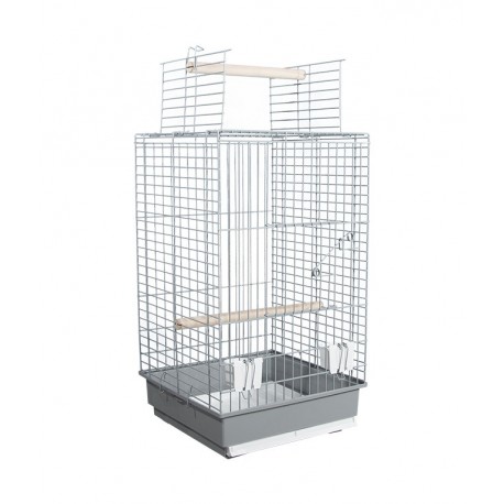 GAIOLA PAPAGAIO CINZA 43.4x43.4x76.5CM (+20CM)