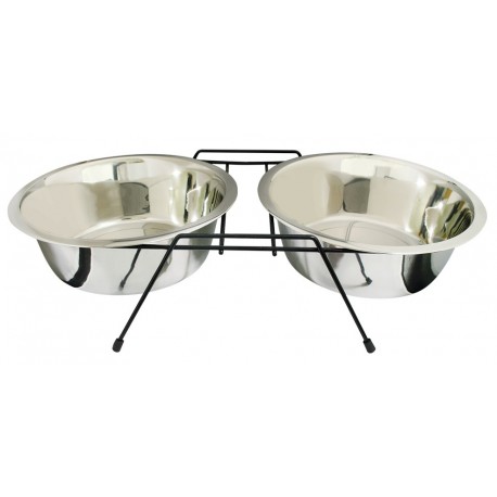 Comedouro em inox duplo standard 2X0.25L