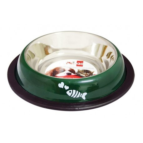 Comedouro Inox em cor verde com estampado