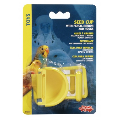 COMEDOURO P/SEMENTES C/POLEIRO / ESPELHO E GANCHOS | BRINQUEDO LIVING WORLD - 30G