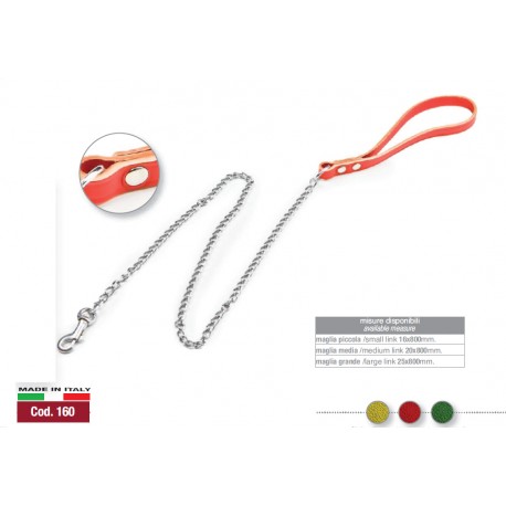 TRELA CROMADA C/PEGA EM COURO COLORIDO 25X800MM