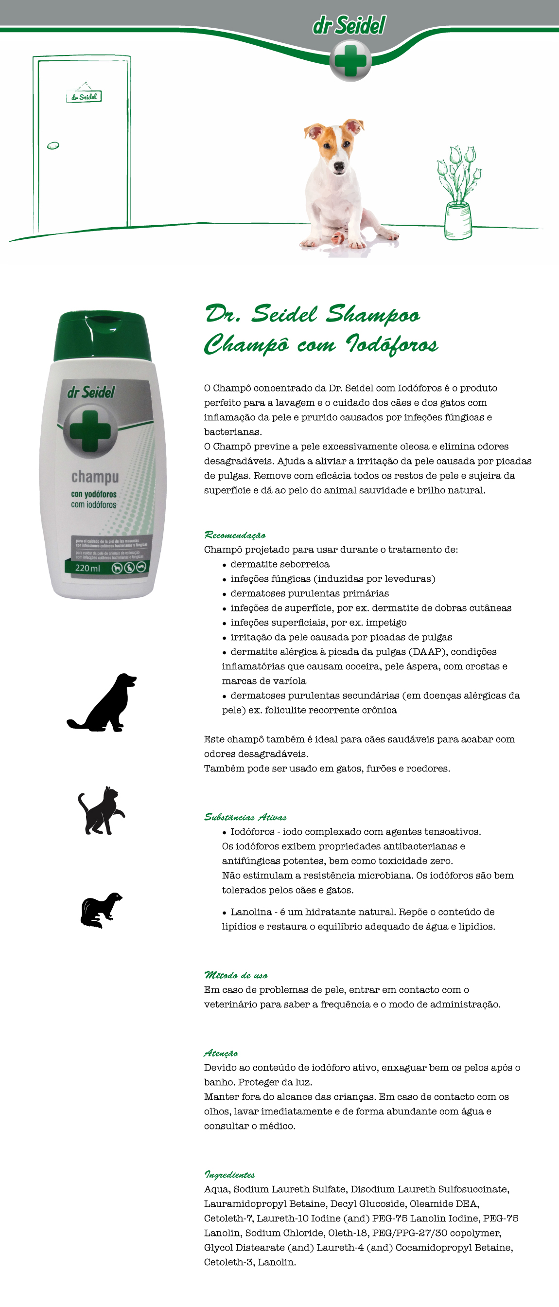 DR. SEIDEL SHAMPOO CHAMPÔ COM IODÓFOROS 220ML Tropizoo Importação