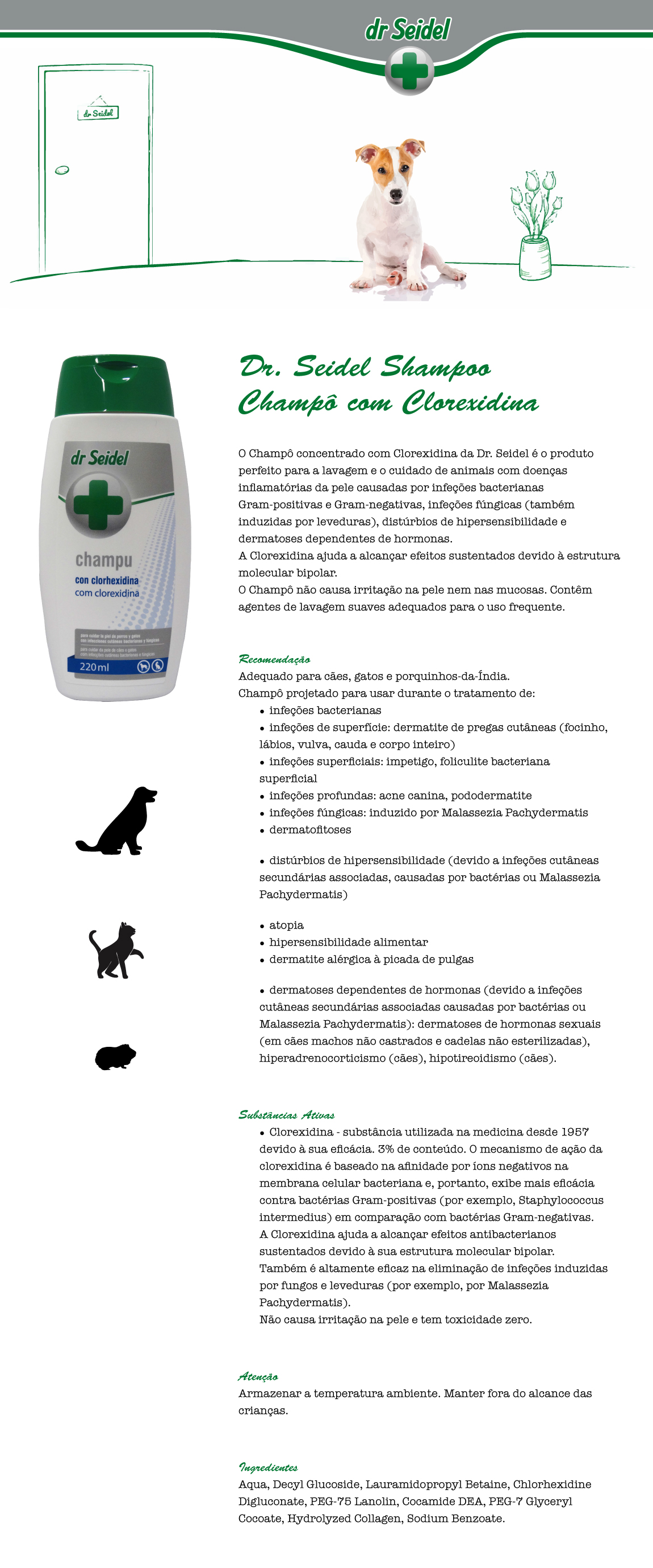 DR. SEIDEL SHAMPOO CHAMPÔ COM CLOREXIDINA 220ML Tropizoo